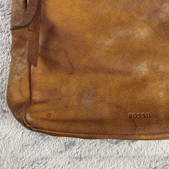 Vintage Fossil Caramel Brown Pebble Leather Cross Body Shoulder Bag Purse - Picture 8 of 8